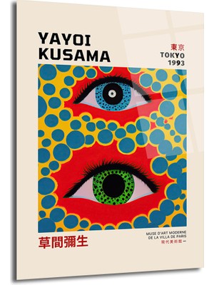 GLAZELLA Yayoi Kusama Tarzı Gözler Cam Tablo - Canlı Renklerle Sanat Şöleni