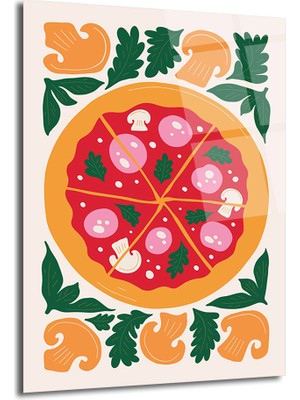 GLAZELLA Neşeli Pizza Dilimleri Cam Tablo - Mutfak ve Yemek Alanları Için Modern Dekor