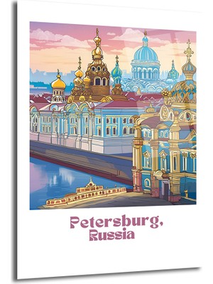 GLAZELLA Petersburg'un Büyüsü: Altın Kubbeler &amp; Nehir Manzarası Cam Tablo