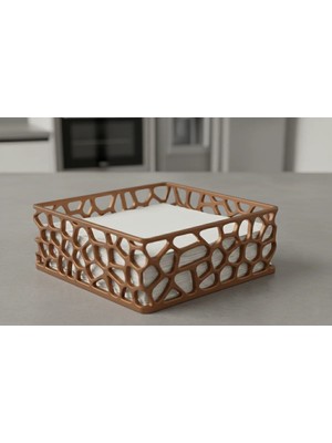 Najmaddin Be 3D Baskı Organik Desenli Peçetelik Kokteyl Peçete Tutucu 12,5X12,5 cm Delikli Peçete Standı