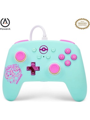 TeknoKapsül Powera Nintendo Switch Için Powera Gelişmiş Kablolu Kumanda - Pokemon: Sweet Friends, Su Yeşili