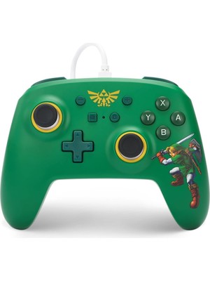 TeknoKapsül Nintendo Switch Için Kablolu Powera Kontrol Cihazı - Hyrule Defender, Gamepad, Oyun Kumandası, Kablolu Denetleyici, Resmi Lisanslı