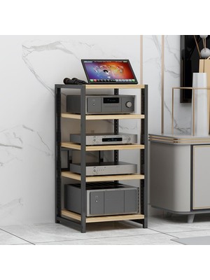 Ayarlanabilir 5 Kademeli Av Medya Standı – Plak Çalar ve Stereo Sistemleri Için Ahşap Raf, Hif