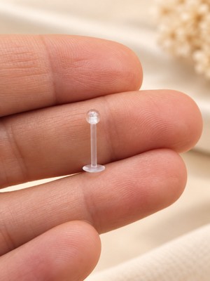 Moonzy Minimalist & Cozy Bioplast Labret Piercing 3 Adet – Şeffaf Vidalı Mini Toplu Küpe , Tragus , Heliks ,lob , Conch 6 mm / 8 mm / 10 mm