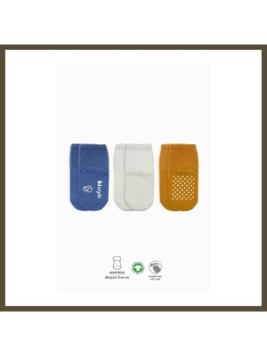 Northcity 3'lü Basic Kaymaz Penye Soket Çorap 10107 Indigo Ekru Hardal · Beden: 0-3 Ay · Renk: Indigo Ekru Hardal Bx