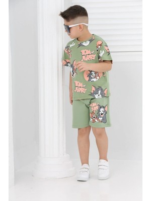 Veramoni Unisex Tom&jery Baskılı Kısa Kollu Şortlu Ikili Takım