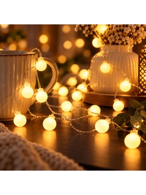 Belirtilmemiş Yılbaşı Işıkları 5 Metre 28 LED Gün Işığı Mini Top Işık Zinciri Fişli Eklemeli Şeffaf Kablo
