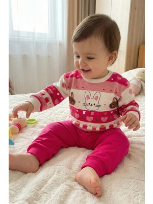 Veramoni Kız Bebek Takım Pamuklu Uzun Kollu Alt Üst