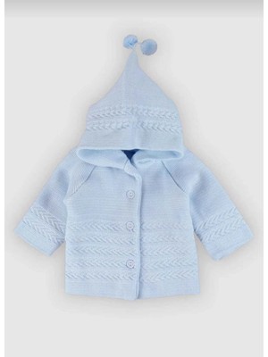 Veramoni Unisex Bebek Uzun Kollu Şapkası Ponponlu Hırka Modelleri