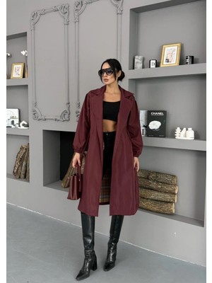 Veramoni Kadın Trençkot Su Geçirmez Bondit Kumaş