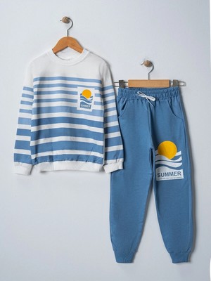 Veramoni Summer Baskılı  Uzun Kollu Cepli  Unisex Çocuk Alt Üst Takım