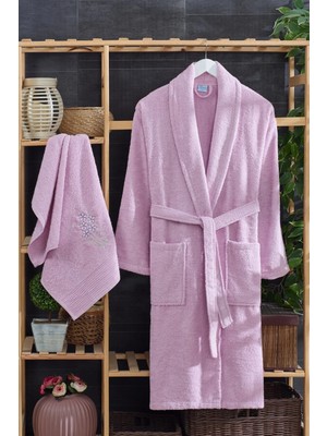 Veramoni Unisex Arya Havlulu Bornoz Seti | Nakışlı | Pamuklu Konforlu