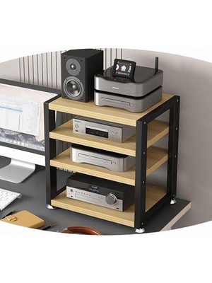 Odea Tr 3 Katmanlı Hifi Masaüstü Amplifikatör Mobilya, Av Medya Standı, Ahşap Raf, Köşe Stereo Mobilya, Ses Kulesi, Masaüstü Stereo Bileşenleri Için Hifi Mobilya (Şeffaf Ceviz, 4