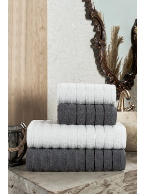 Veramoni Fluffy 4'lü Banyo Havlu Seti Premium