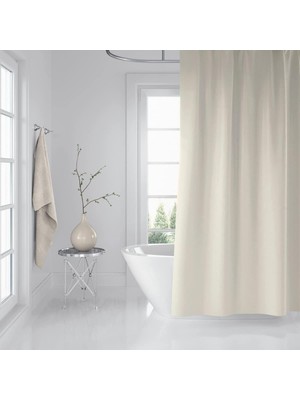 Rafta Banyo Duş Perdesi Krem 180X200 Perde Borusu Askı Aparatı 120X200 Hediyeli