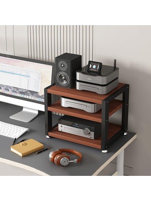 Rafta Tr 3 Kademeli Masaüstü Raf – Av Medya Standı, Hifi Stereo Kulaklık Amplifikatörü ve CD Çalar Için – Medya Saklama Dolabı (Siyah, 40 Cm)