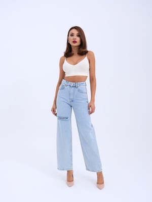 Moda 6491 Denim Wıde Leg-Açık Mavi