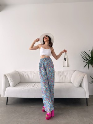 Moda Desenli Beli Lastikli Bürümcük Pantolon