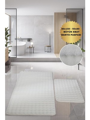 Gy Atelier Bubble Gri Büyük Boy 2'li Banyo Paspas Seti, 80X150-50X80 Cm, Kaymaz Tabanlı, Yıkanabilir