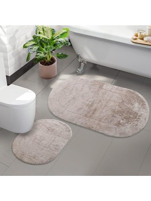 Tr Rivora Vizon 2'li Banyo Halısı Paspası Seti, Kaymaz Tabanlı Klozet Takımı, 60X115 cm