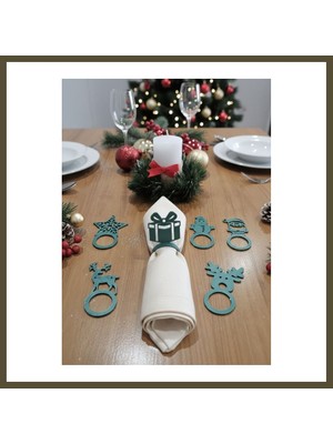 Northcity 3D Baskı 6'lı Yılbaşı Peçete Halkası Seti Noel Sofra Süsü Dekoratif Peçete Yüzüğü Bx