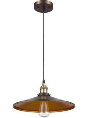 Tr Retro Rustik Sartkıt Metal Avize Siyah Içi Altın 40 cm 250212
