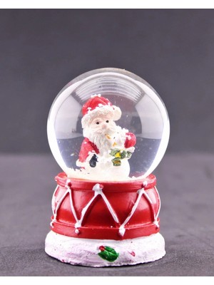 Ls Noel Baba ve Kardan Adam Temalı Mini Boy Işıklı Yılbaşı Kar Küresi 6.5 cm D