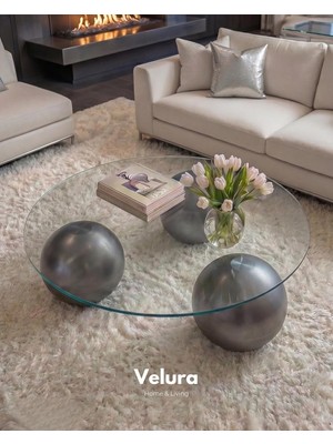 Küre Orta Sehpa - Silver - Yuvarlak Şeffaf