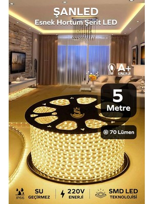 Odea Tr Hortum Esnek Şerit LED Beyaz-Gün Işığı-Kırmızı-Mavi-Amber- Yeşil Rengi + 220V FIŞ/1,2,3,4,5,10,15,20,25,50,100 Metre (Gün Işığı, 5m)