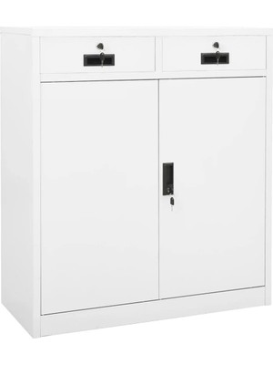 Die Grup Beyaz Çelik Ofis Dolabı 90 x 40 x 102 cm - 2 Ayarlanabilir Raflı ve 3 Çekmeceli Ağır Hizmet Tipi Metal Belge Kutusu, Bir F Için Sürgülü Bilyalı Rulmanlı Kılavuzlar