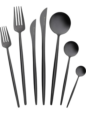 Die Grup Premium Jüpiter Siyah 12 Kişilik 84 Parça Çatal Kaşık Bıçak Takımı Shiny Black