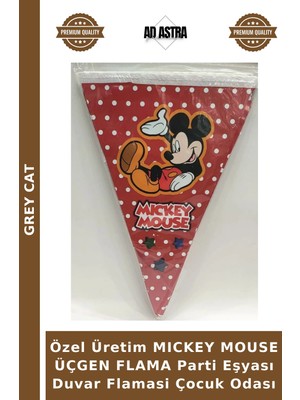Grey Cat Özel Üretim Mıckey Mouse Üçgen Flama Parti Eşyası Duvar Flamasi Çocuk Odası