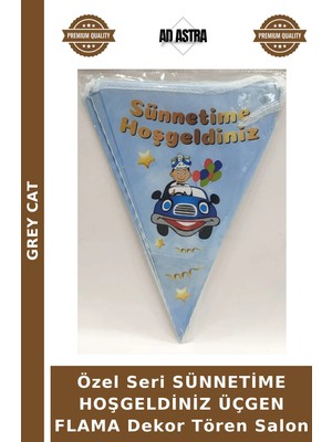 Grey Cat Özel Seri Sünnetime Hoşgeldiniz Üçgen Flama Dekor Tören Salon