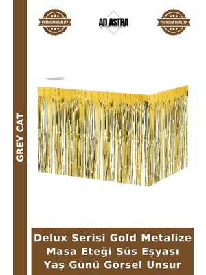 Grey Cat Delux Serisi Gold Metalize Masa Eteği Süs Eşyası Yaş Günü Görsel Unsur
