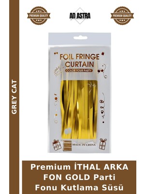 Grey Cat Premium Ithal Arka Fon Gold Parti Fonu Kutlama Süsü