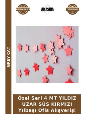 Grey Cat Özel Seri 4 mt Yıldız Uzar Süs Kırmızı Yılbaşı Ofis Alışverişi