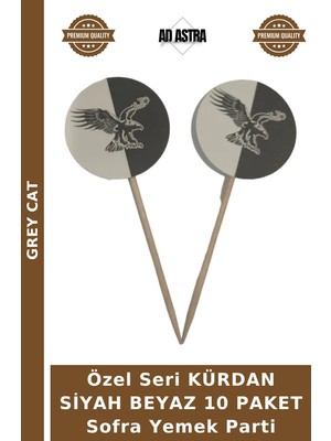 Grey Cat Özel Seri Kürdan Siyah Beyaz 10 Paket Sofra Yemek Parti