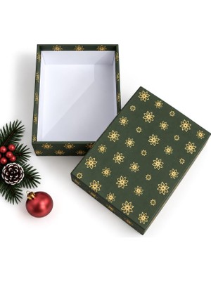 Tr Yılbaşı Hediye Kutusu – 18X12X6 cm Noel Temalı Kapaklı Hediye Kutusu | Dayanıklı Karton, Varak Detaylı Yeni Yıl Hediye Paketi Kutusu Model 1