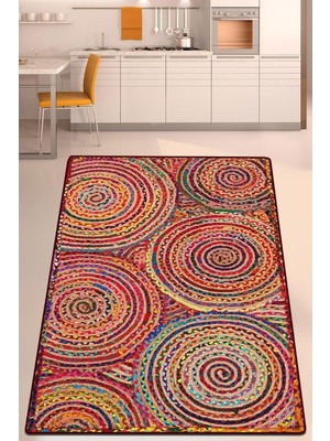 Rafta Crop Circle Mutfak Halısı Djt Makinede Yıkanabilir Kaymaz Tabanlı Mutfak Halısı, 140 x 190