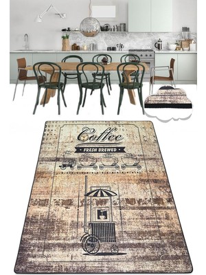Rafta Coffee Store Djt Yıkanabilir Mutfak Halısı, Kaymaz Taban Mutfak Halı Modelleri, 230 x 160