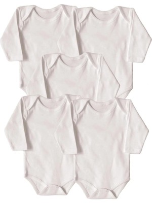 Rafta Tr %100 Pamuklu Interlok Beyaz Uzun Kol 5'li Basic Bebek Badi Body Zıbın Set