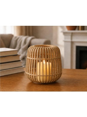 Rafta Modern Kafes Tasarımlı Dekoratif Tealight Mumluk - Kahverengi