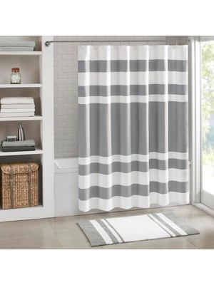 Rafta Spa Waffle Duş Perdesi, Masif Mikrofiber Dokuma, 3m Scotchgard Su Geçirmez Işlem, Modern Ev Banyo Dekorasyonu, Standart 72 x 72, Gri