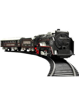 Rafta Tr 13 Parça Siyah Tren Seti, Express Lokomotif, Boxcar, Yolcu Vagonu, Ray Parçaları