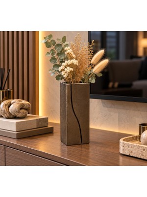 Rafta Tr Handyol 1ADET El Yapımı Taş Tozu Dekoratif Vazo – Modern ve Minimalist Ev Dekoru