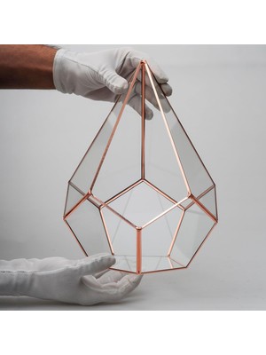 Rafta Tr 31X22X22CM Bakır Rose Gold Geometrik Teraryum Cam Fanus Takı Aksesuar Çikolata Kutusu