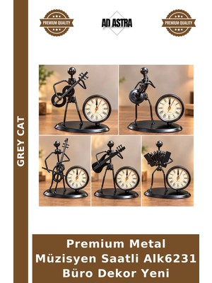 Grey Cat Premium Metal Müzisyen Saatli ALK6231 Büro Dekor Yeni
