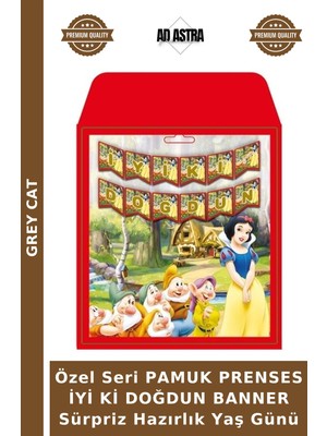 Grey Cat Özel Seri Pamuk Prenses Iyi Ki Doğdun Banner Sürpriz Hazırlık Yaş Günü