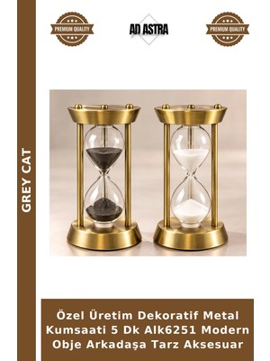 Grey Cat Özel Üretim Dekoratif Metal Kumsaati 5 Dk ALK6251 Modern Obje Arkadaşa Tarz Aksesuar