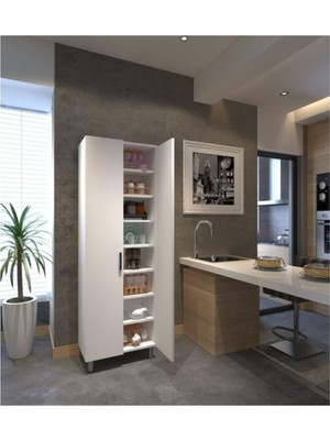 Gy Atelier %100 Mdf 8 Raflı Çok Amaçlı Mutfak Banyo Ayakkabılık Dolabı -70 cm MTFK1122
